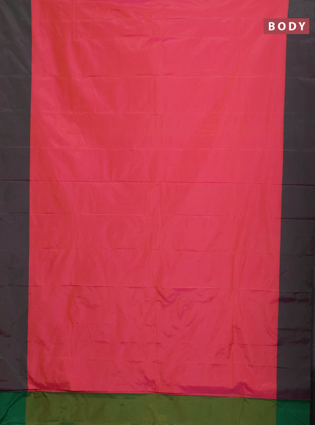 Arani semi silk saree peach pink and green with zari woven buttas and zari woven butta border