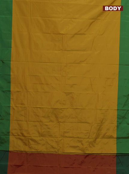 Arani semi silk saree mustard yellow and green with zari woven buttas and zari woven butta border