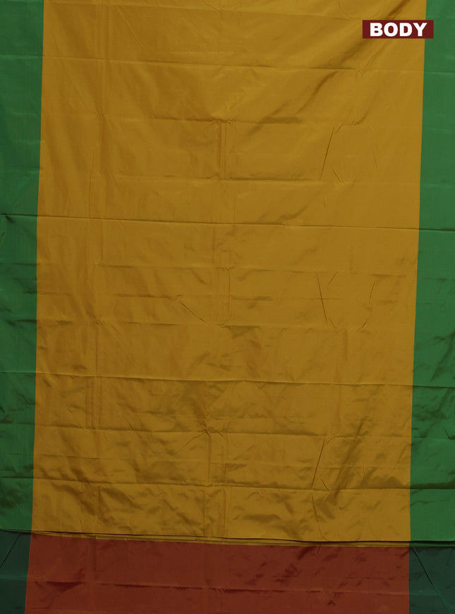 Arani semi silk saree mustard yellow and green with zari woven buttas and zari woven butta border
