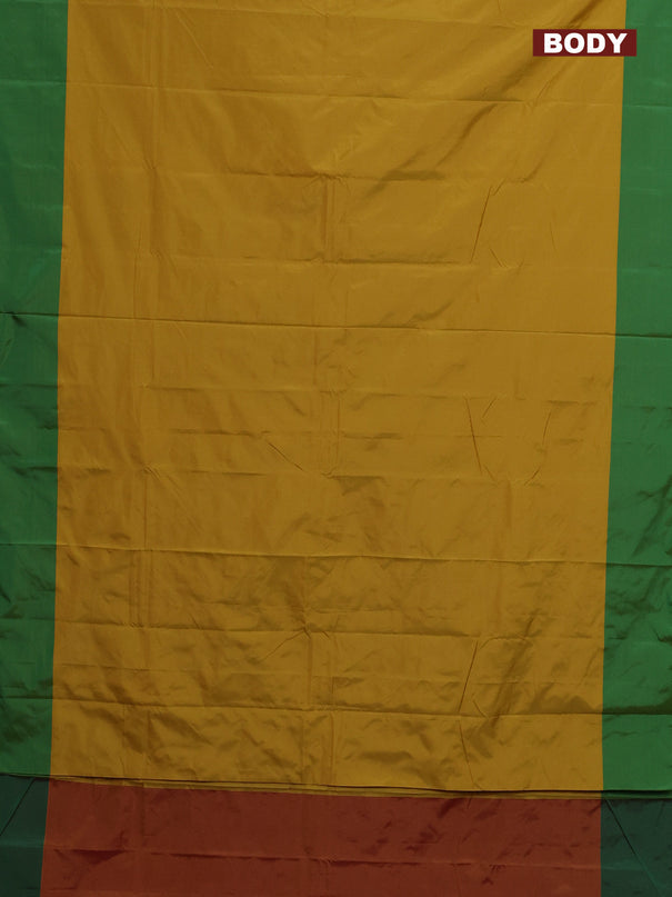 Arani semi silk saree mustard yellow and green with zari woven buttas and zari woven butta border