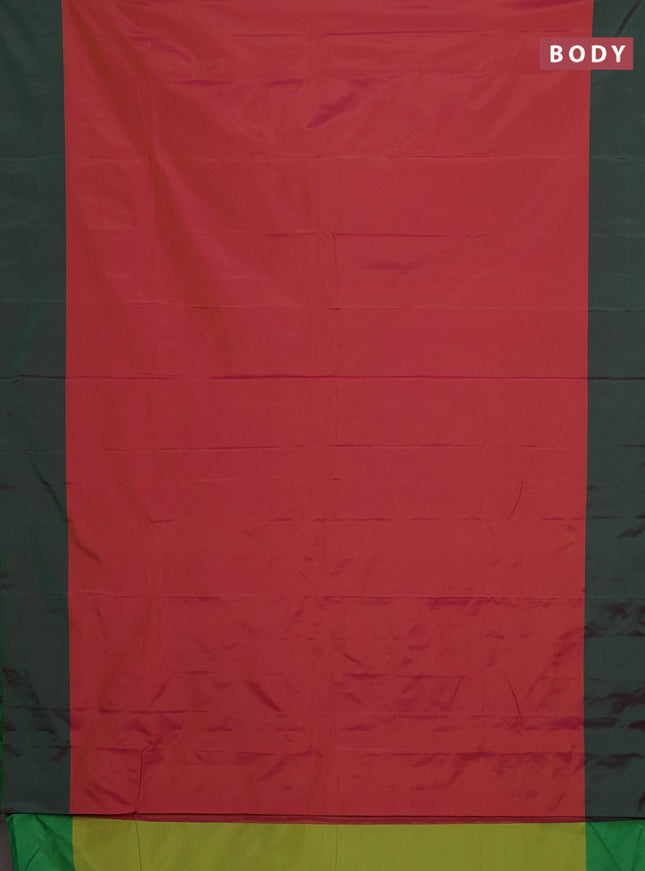 Arani semi silk saree dual shade of pinkish mustard and green with zari woven buttas and zari woven butta border