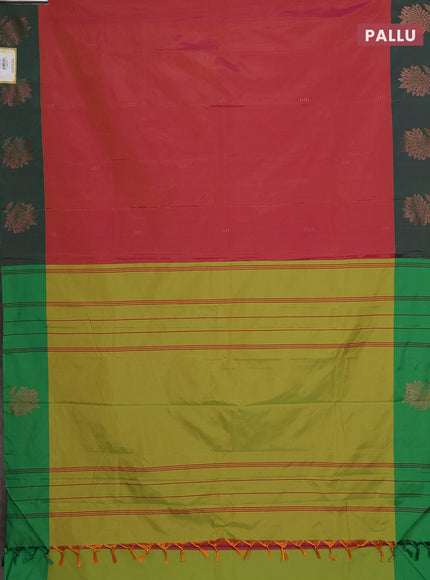 Arani semi silk saree dual shade of pinkish mustard and green with zari woven buttas and zari woven butta border