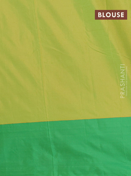 Arani semi silk saree dual shade of pinkish mustard and green with zari woven buttas and zari woven butta border