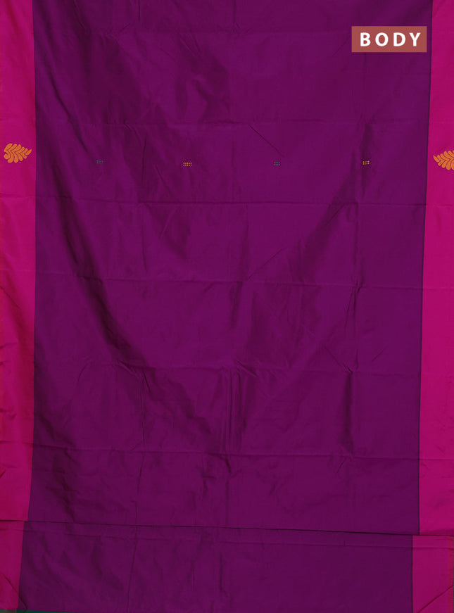 Arani semi silk saree purple and dark green with thread woven buttas and thread woven butta border