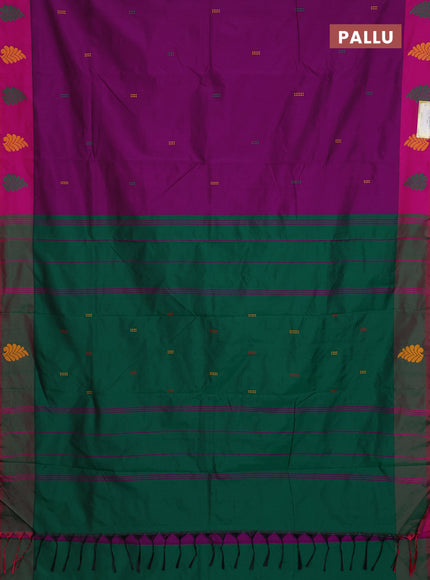 Arani semi silk saree purple and dark green with thread woven buttas and thread woven butta border