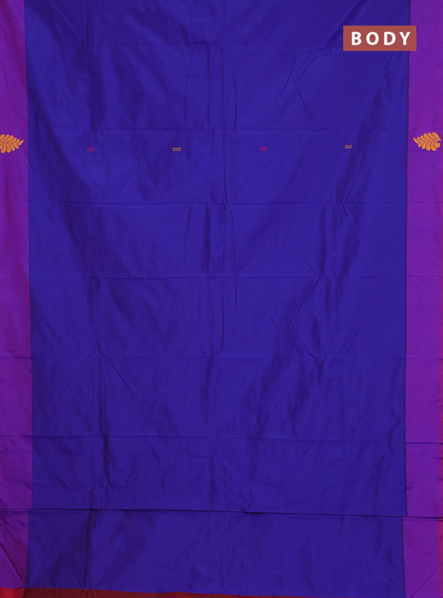 Arani semi silk saree blue and maroon with thread woven buttas and thread woven butta border