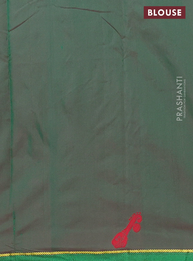 Arani semi silk saree reddish pink and dual shade of green with thread woven buttas and thread woven butta border