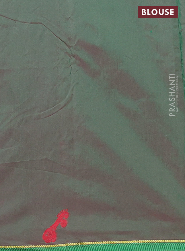 Arani semi silk saree purple and dual shade of green with thread woven buttas and thread woven butta border