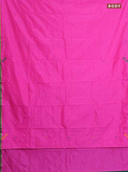 Arani semi silk saree candy pink and dual shade of greenish pink with thread woven buttas and thread woven butta border