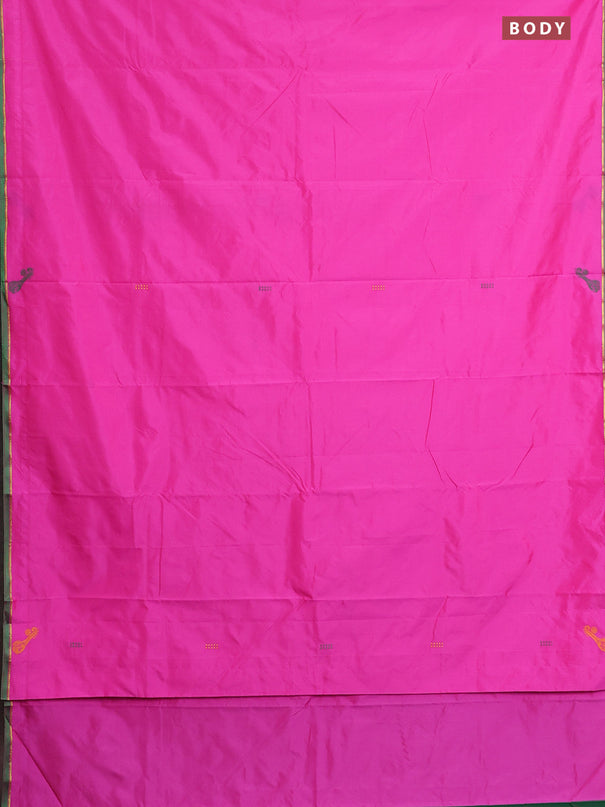 Arani semi silk saree candy pink and dual shade of greenish pink with thread woven buttas and thread woven butta border