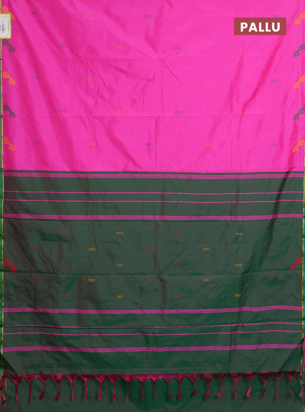 Arani semi silk saree candy pink and dual shade of greenish pink with thread woven buttas and thread woven butta border