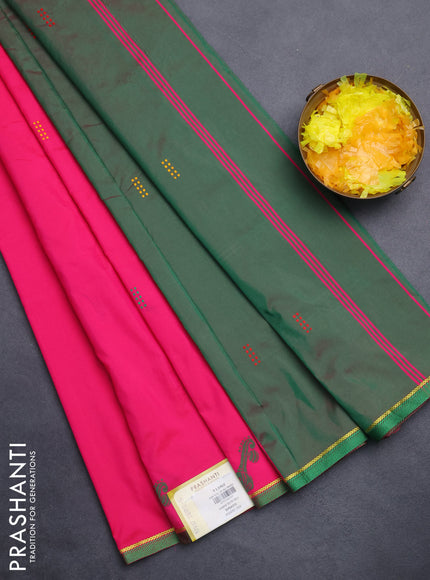 Arani semi silk saree pink and dual shade of green with thread woven buttas and thread woven butta border