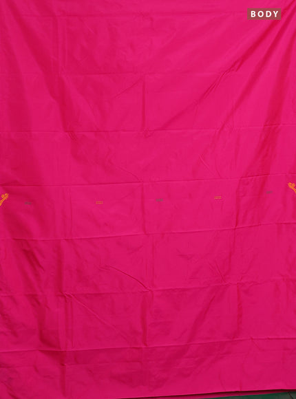 Arani semi silk saree pink and dual shade of green with thread woven buttas and thread woven butta border