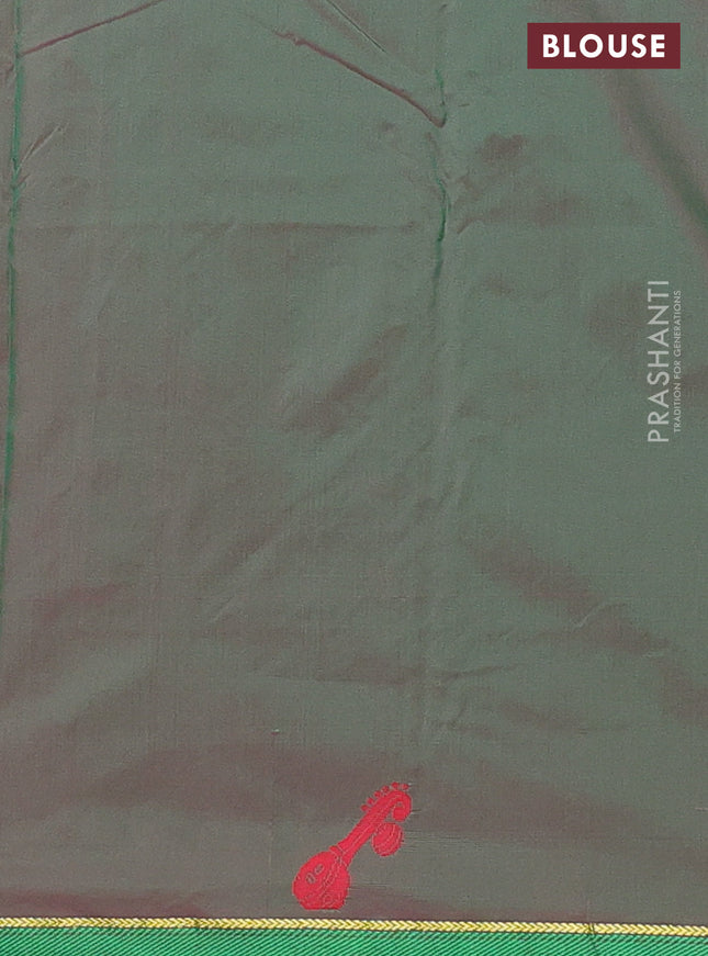 Arani semi silk saree pink and dual shade of green with thread woven buttas and thread woven butta border