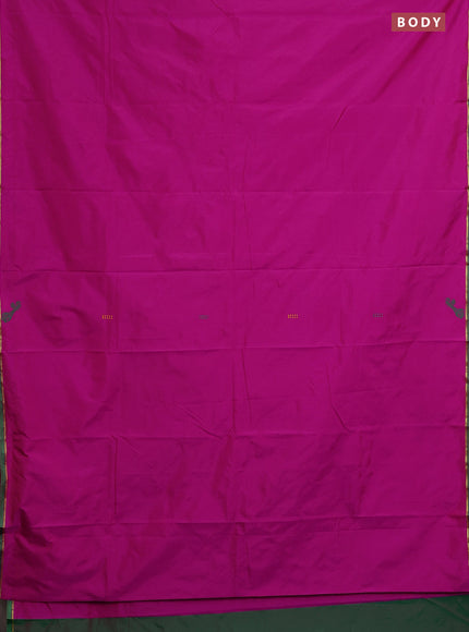 Arani semi silk saree magenat pink and dual shade of green with thread woven buttas and thread woven butta border