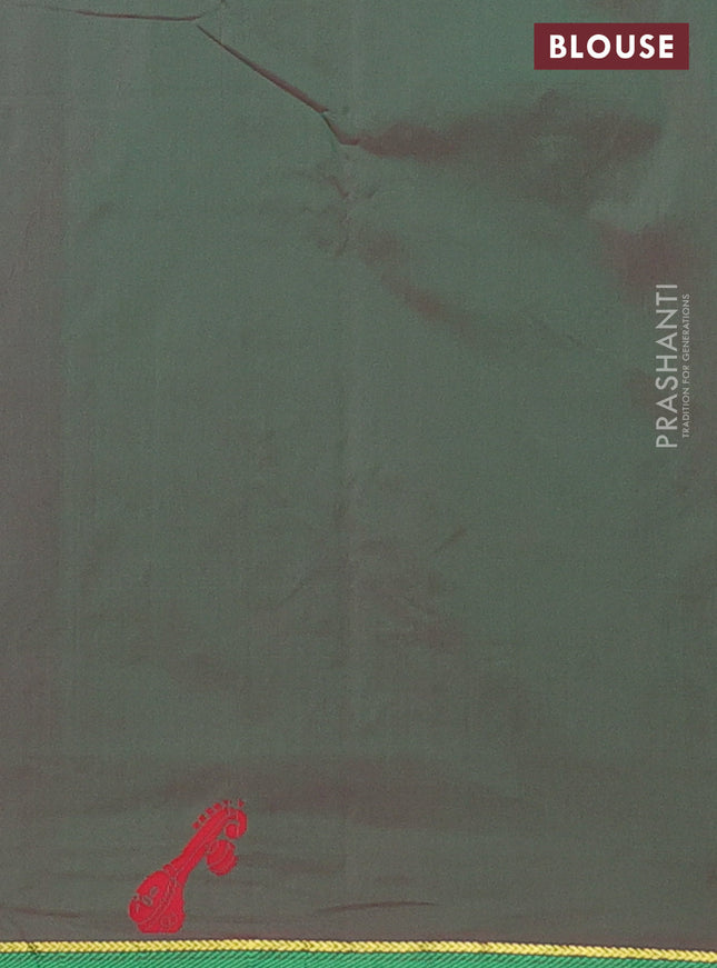 Arani semi silk saree magenat pink and dual shade of green with thread woven buttas and thread woven butta border