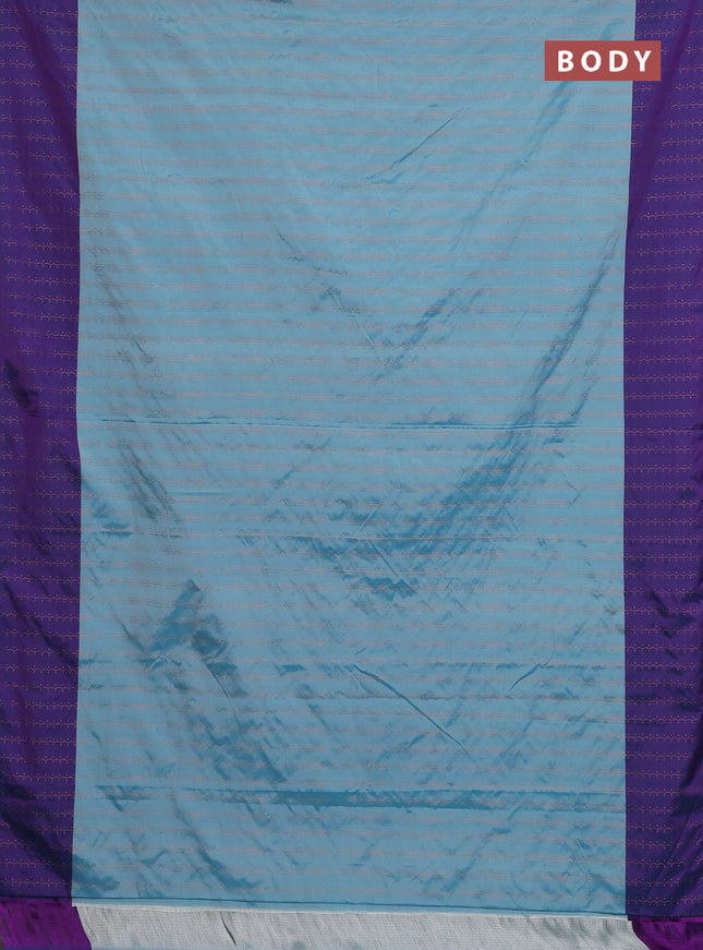 Arani semi silk saree pastel blue and dual shade of violet with allover copper zari weaves and zari woven border