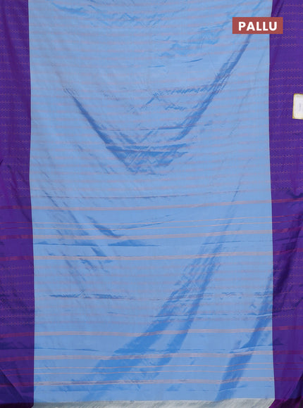 Arani semi silk saree blue and dual shade of violet with allover copper zari weaves and zari woven border