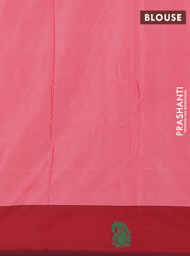 Arani semi silk saree pale orange and dark mustard with thread woven buttas and thread woven butta border