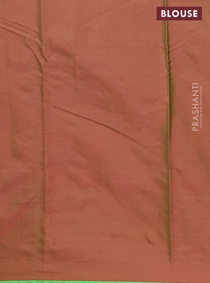 Arani semi silk saree maroon and light green with allover silver zari weaves and piping border