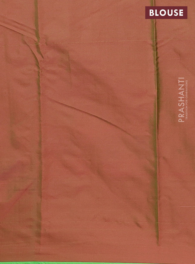 Arani semi silk saree maroon and light green with allover silver zari weaves and piping border