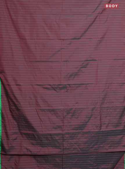 Arani semi silk saree dual shade of maroon and light green with allover silver zari weaves and piping border
