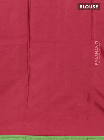 Arani semi silk saree dual shade of maroon and light green with allover silver zari weaves and piping border