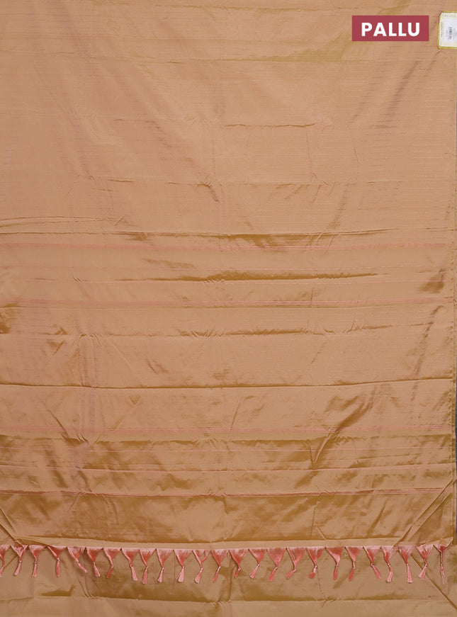 Arani semi silk saree dual shade of sandal with allover copper zari weaves in borderless style