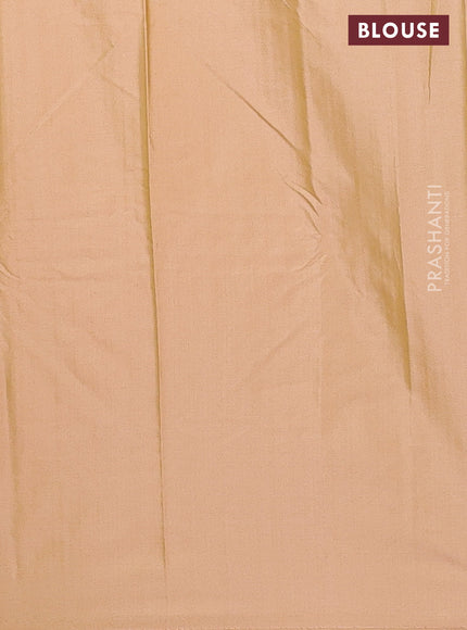 Arani semi silk saree dual shade of sandal with allover copper zari weaves in borderless style