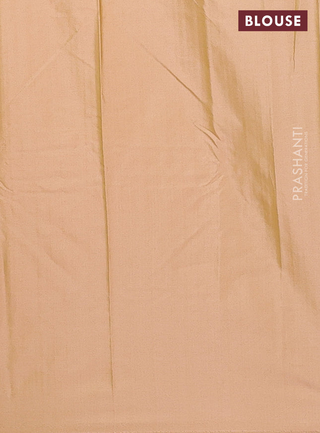 Arani semi silk saree dual shade of sandal with allover copper zari weaves in borderless style