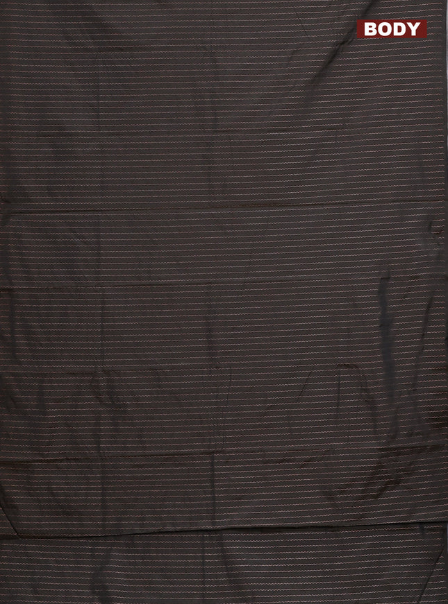 Arani semi silk saree deep coffee brown with allover copper zari weaves in borderless style