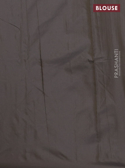 Arani semi silk saree deep coffee brown with allover copper zari weaves in borderless style