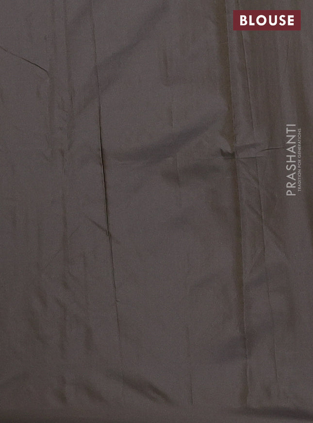 Arani semi silk saree deep coffee brown with allover copper zari weaves in borderless style