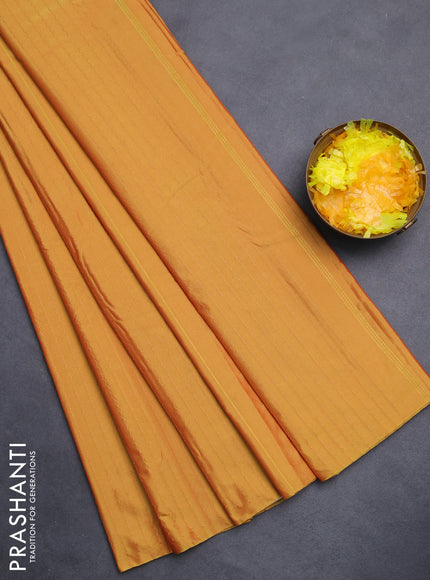 Arani semi silk saree mustard yellow with allover copper zari weaves in borderless style