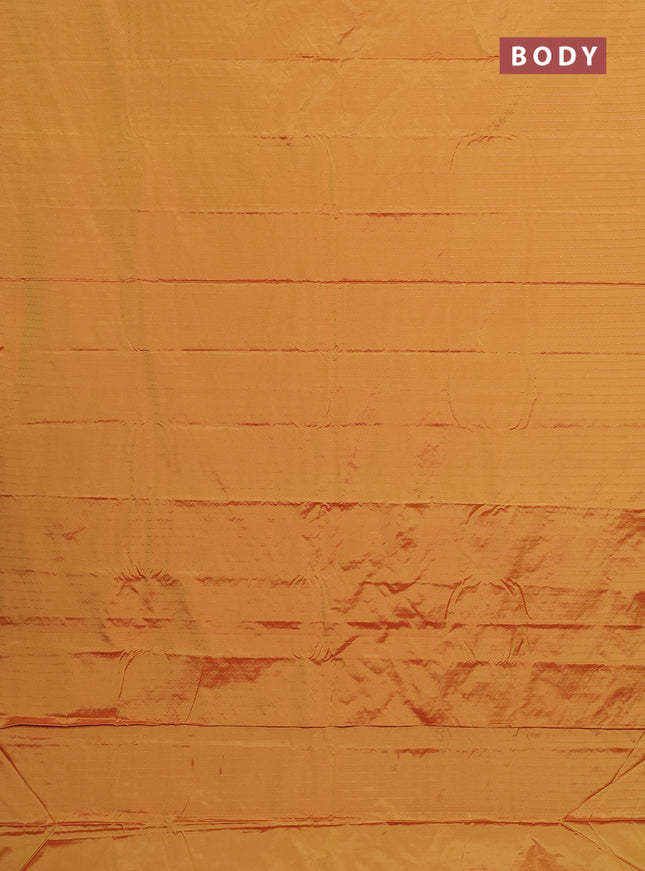 Arani semi silk saree mustard yellow with allover copper zari weaves in borderless style