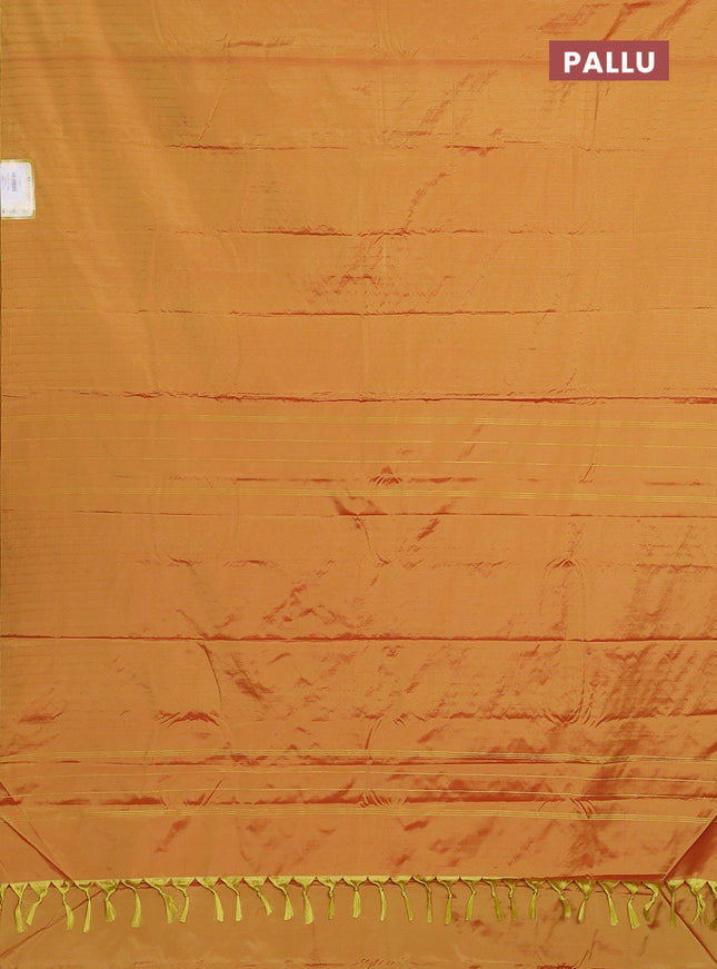 Arani semi silk saree mustard yellow with allover copper zari weaves in borderless style