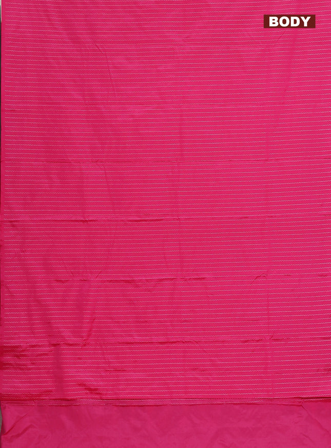 Arani semi silk saree pink with allover silver zari weaves in borderless style