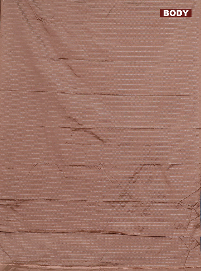 Arani semi silk saree brown shade with allover silver zari weaves in borderless style