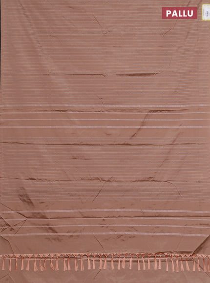 Arani semi silk saree brown shade with allover silver zari weaves in borderless style