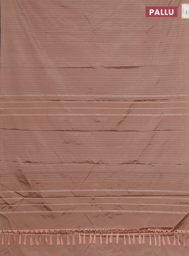 Arani semi silk saree brown shade with allover silver zari weaves in borderless style