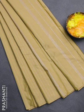 Arani semi silk saree elaichi green with allover silver zari weaves in borderless style
