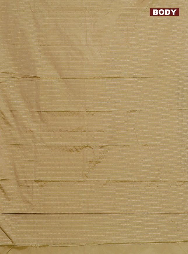 Arani semi silk saree elaichi green with allover silver zari weaves in borderless style