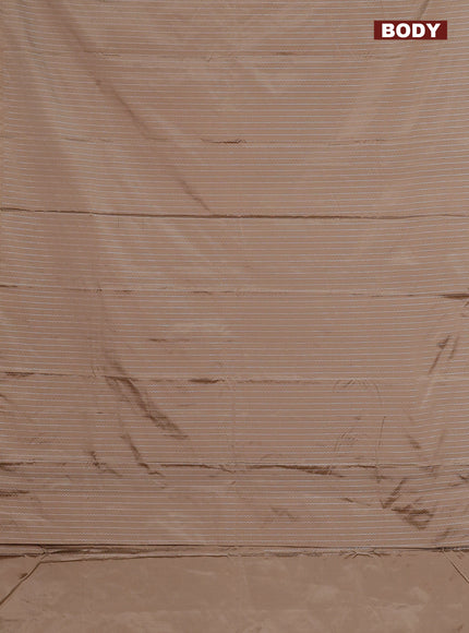 Arani semi silk saree sandal with allover silver zari weaves in borderless style