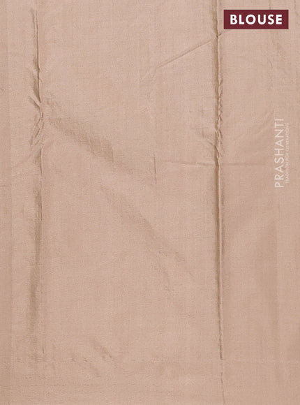 Arani semi silk saree sandal with allover silver zari weaves in borderless style