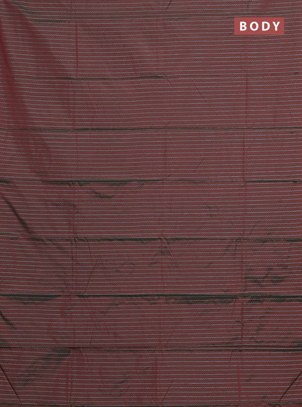 Arani semi silk saree dual shade of greenish maroon with allover silver zari weaves in borderless style