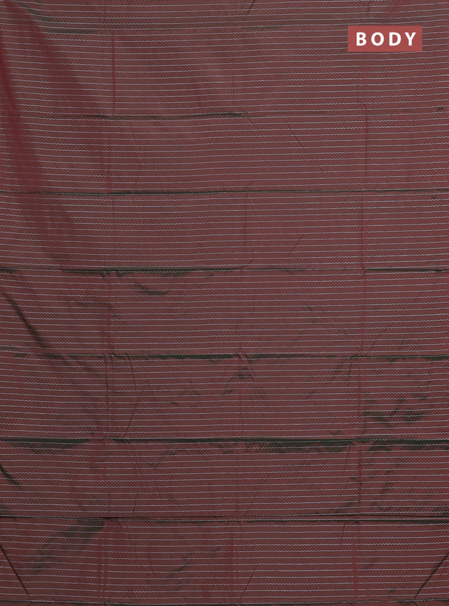 Arani semi silk saree dual shade of greenish maroon with allover silver zari weaves in borderless style