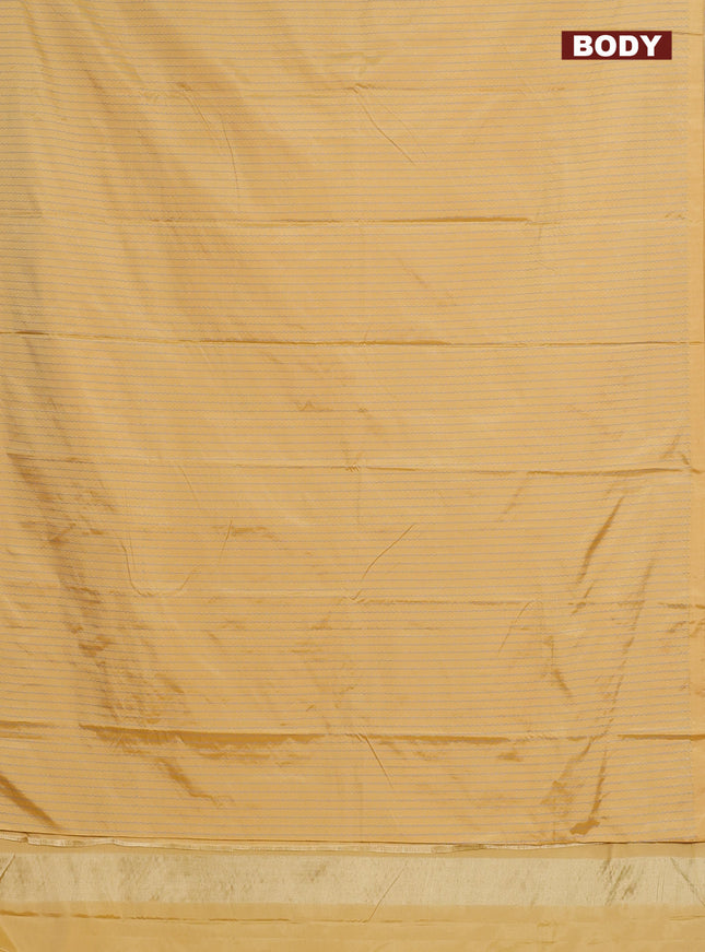 Arani semi silk saree pale yellow with allover thread weaves in borderless style