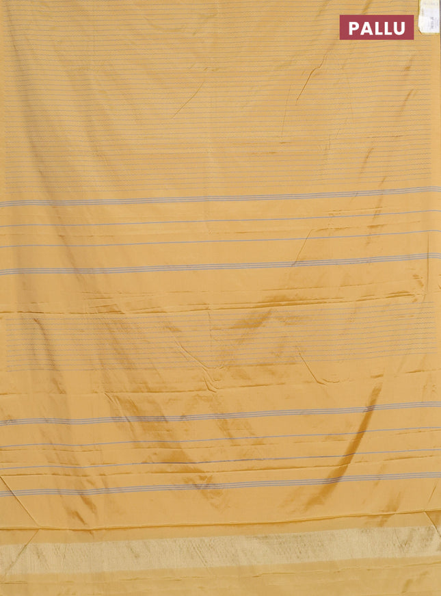 Arani semi silk saree pale yellow with allover thread weaves in borderless style