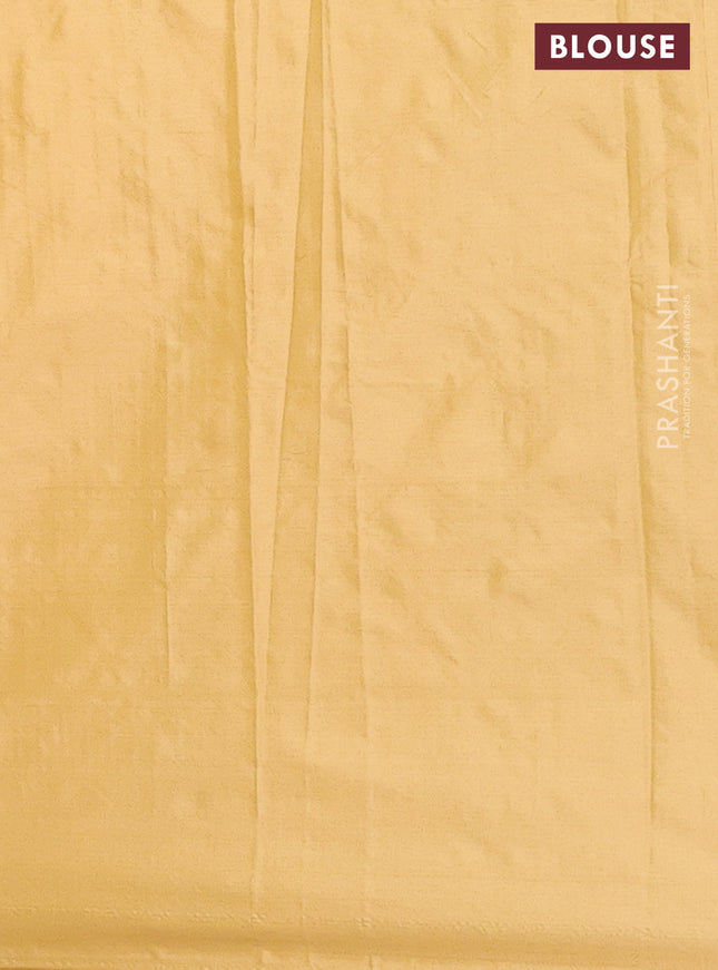 Arani semi silk saree pale yellow with allover thread weaves in borderless style