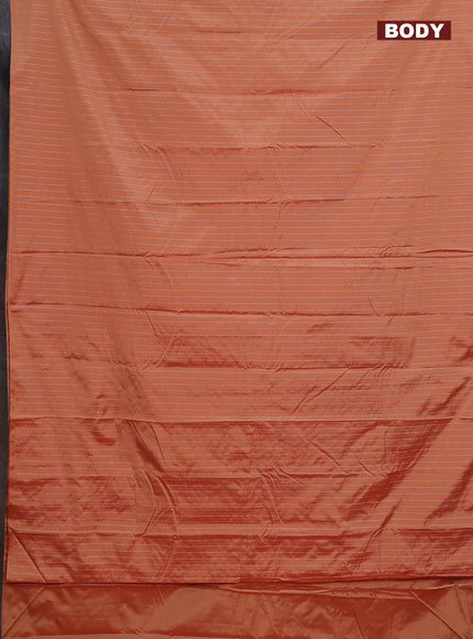 Arani semi silk saree rust shade with allover silver zari weaves in borderless style